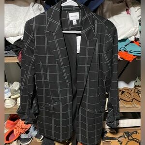 Nine West Women's Black Windowpane Blazer